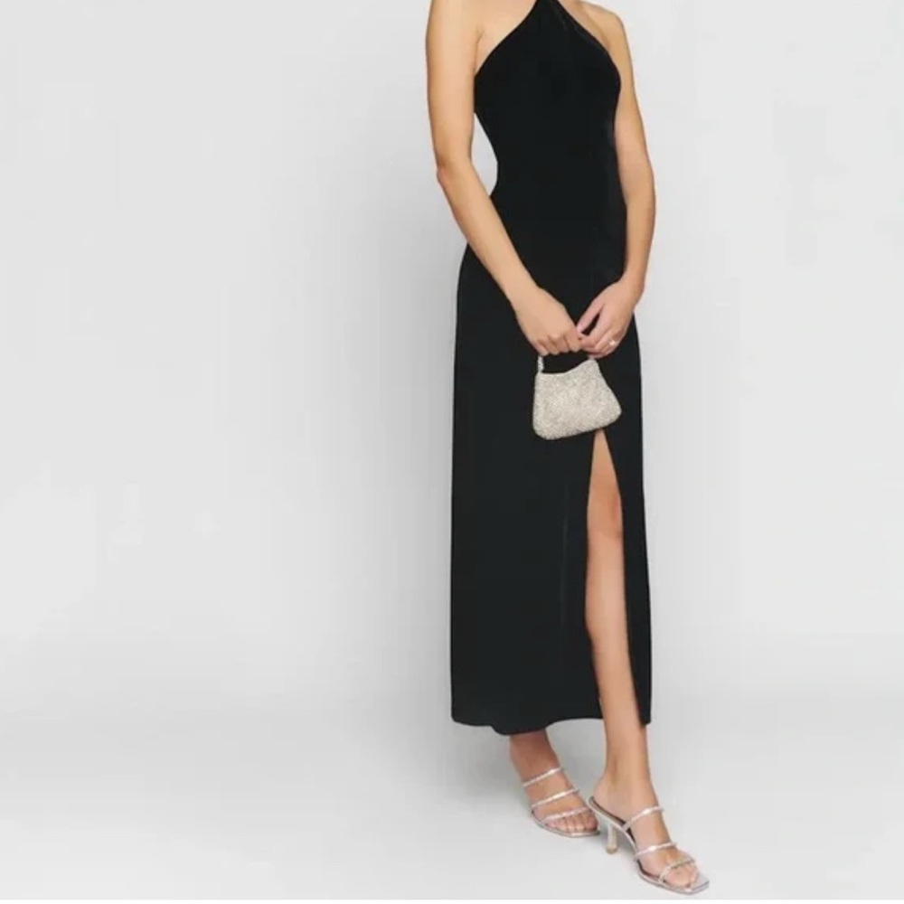 NWT Reformation Nyla Black Velvet Dress